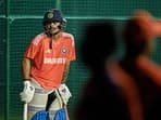 India's Ishan Kishan attends a practice session at the Y.S. Rajasekhara Reddy Cricket Stadium in Visakhapatnam on November 22, 2023