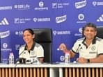 Latest news on September 24, 2024: Indian Women's Captain Harmanpreet Kaur, Coach Amol Muzumdar and Chief Selector Neetu David during ICC Women's T20 World Cup 2024 Pre-departure press conference