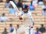 Rishabh Pant plays a shot on the third day of the first test cricket match between India and Bangladesh.