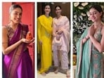 B-town dazzled as celebrities came together to celebrate Lord Ganesha. The stars dressed up in vibrant colors that set the tone for the festive season. From lehengas and sarees to simple suits, they dropped the ultimate inspiration for festive outfits. From Sharvari in a bright purple saree to Sara Ali Khan in a red anarkali, here are today's best-dressed stars. (Instagram)