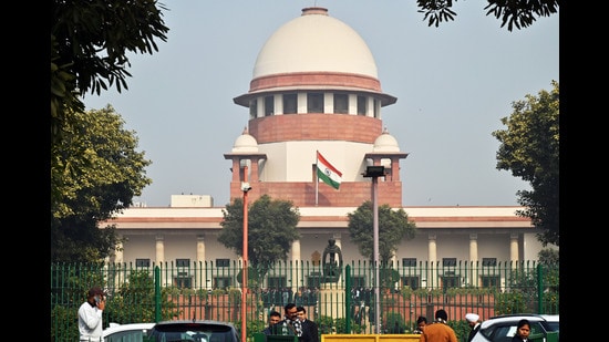 A view of the Supreme Court building, the apex judicial body of India, in New Delhi on Tuesday. (ANI Photo) (Sanjay Sharma)