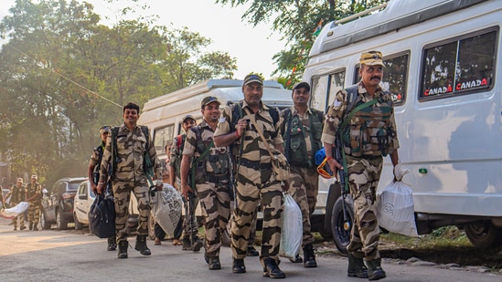 Poonch: Security officials leave for their designated polling stations ahead of the second phase of J & K Assembly polls, in Mendhar area of Poonch, Tuesday, Sept. 24, 2024. (PTI Photo) (PTI09_24_2024_000037B)(PTI)